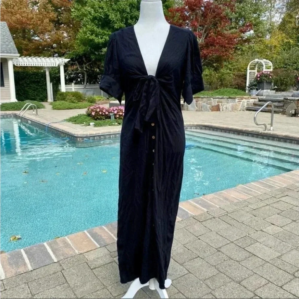 Free People Vintage Summer Midi Dress black XS NEW WITH TAGS NWT